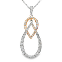 18kt Two-Tone White and Rose Gold Natural Round Diamond Pendant (.46ct)