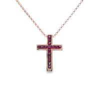 18kt Rosé Gold Natural Princess Rubies Cross Pendant (0.40ct)