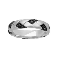 Goldman 14kt White Gold Natural Full-Cut Black Diamond 5mm Woven Ring (.40ct)