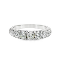 18kt White Gold Natural Round Brialliant Diamond French Pave Wedding Ring (1.02ct)