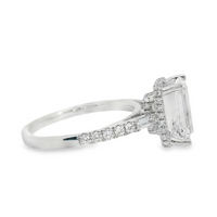 18kt White Gold Lab-Grown Emerald & Natural Round Diamond Engagement Ring (3.00ct)