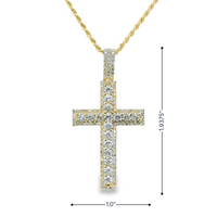 14kt Yellow Gold Lab-Grown Diamond Cross Pendant (2.73ct) w/18" Italian Made Diamond Cut Rope Chain (13.02g)