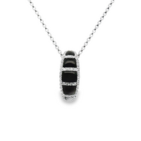 18kt Yellow Gold Natural Round Diamond (.35ct) and Natural Black Agate (.71ct) Pendant