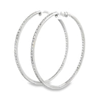 18kt White Gold Natural Diamonds Large Hoop Earrings (1.9ct)
