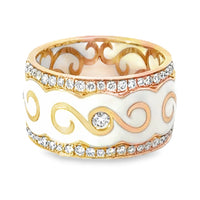 18kt Rosé Gold and White Enamel Natural Diamond Ring (0.48ct)