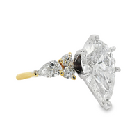 18kt Two-Tone Gold Lab-Grown Pear & Round Diamonds Engagement Ring (3.71ct)