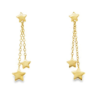 18kt Yellow Gold Italian Made Star Drop Earrings (2.64g)