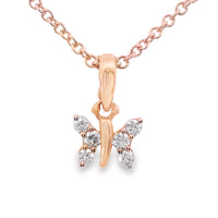 18kt Rosé Gold Natural Diamond Butterfly Pendant (0.18ct)