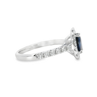 18kt White Gold Natural Oval Sapphire and Natural Round Diamond Halo Ring (1.29ct)