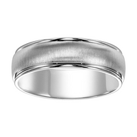 Goldman 14kt White Gold 6.5mm Brushed Finish Low Dome Comfort Fit Wedding Band