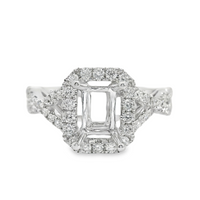 18kt White Gold Full Cut Diamond Halo Semi-Mount Ring (.49ct)