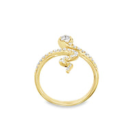18kt White Gold Natural Round Diamond & Natural Round Tsavorite Garnet Snake Ring (.36ct)