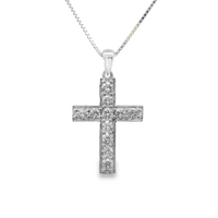 14kt White Gold Natural Diamond Cross Pendant (.91ct)