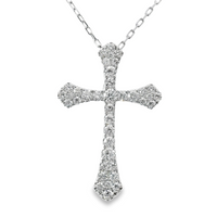 18kt White Gold Natural Diamond Cross Pendant (0.87ct)