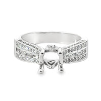 18kt White Gold Natural Baguette and Round Diamond Semi-Mount Ring (.71ctw)