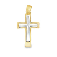18kt Two-Tone Gold Italian Made Layered Cross Pendant (1.88g)