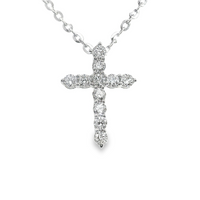 18kt White Gold Natural Round Diamond Cross Pendant (.15ct)