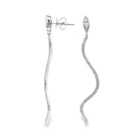 18kt White Gold Natural Marquise and Natural Round Diamond Drop Earrings (.97ct)