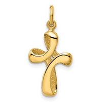 14kt Yellow Gold Polished Ribbon Cross Pendant (1.2g)
