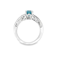 18kt White Gold Round Natural Zircon and Round Natural Diamonds Ring (1.66ct)