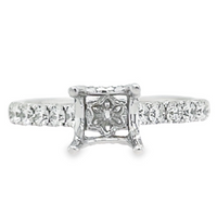 18K White Gold Natural Round Diamond Semi-Mount Ring (.57ct)
