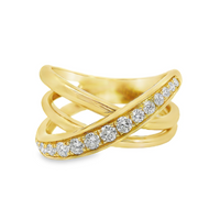 18kt Yellow Gold Natural Round Diamond Freeform Wedding Ring (.40ct)