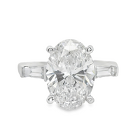 18kt White Gold Lab-Grown Oval & Natural Baguette Diamonds Engagement Ring (3.53ct)
