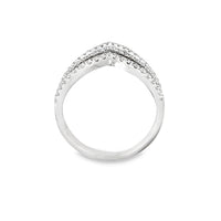 18kt White Gold Natural Full and Baguette Diamonds Chevron Ring (0.94ct)
