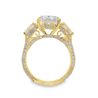 14kt Yellow Gold Lab-Grown Cushion and Pear Diamond Engagement Ring (6.64ct)