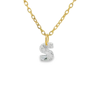 14kt Yellow Gold Lab-Grown "S" Initial Diamond Pendant (.87ct)