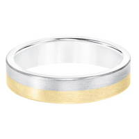 Goldman 14kt Two-Tone 5mm Brushed Finish Comfort Fit Wedding Ring