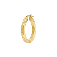 14kt Yellow Gold 3x25mm Square Diamond Cut Hoop Earrings (2.34g)