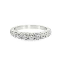 18kt White Gold Natural Round Diamond French Pave Wedding Ring (0.79ct)