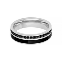 Goldman 14kt White Gold and Black Ceram8 Inlay with Natural Black Diamonds Wedding Band (.38ct)
