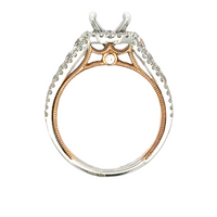 18kt Tu-Tone Gold Halo Natural Diamonds Semi-Mount Ring (0.81ct)