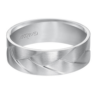 Artcarved 14kt White Gold 7mm Interwoven Design Satin Finish Wedding Band