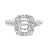 18kt White Gold Full Cut Diamond Halo Semi-Mount Ring (.47ct)