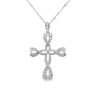 18kt White Gold Natural Diamond Cross Pendant (0.94ct)