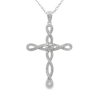 18kt White Gold Natural Diamond Cross Pendant (0.28ct)