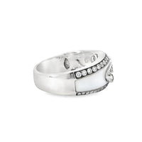 18kt White Gold and White Enamel Natural Diamond Free Form Ring (0.5ct)