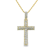 14kt Yellow Gold Lab-Grown Diamond Cross Pendant (2.73ct) w/18" Italian Made Diamond Cut Rope Chain (13.02g)