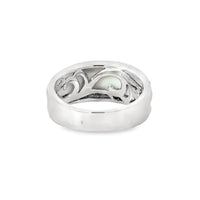 18kt White Gold and White Enamel Natural Diamond Free Form Ring (0.5ct)