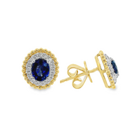 18kt Two-Tone Natural Round Diamond and Natural Oval Sapphire Earrings (1.04ct)