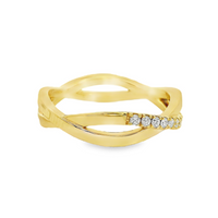 18kt Yellow Gold Natural Full Cut Diamond Woven Ring (.17ct)