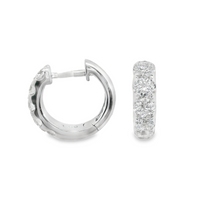 18kt White Gold Natural Round Diamond Small Hoop Earrings (.81ct)