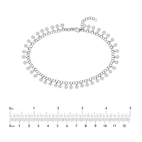 Sterling Silver Round Link Hanging Circle 10" Anklet