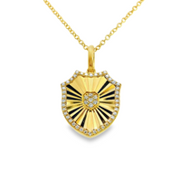 18kt Yellow Gold Natural Round Diamond Shield Pendant (.27ct)