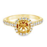 18kt Yellow Gold Halo Natural Diamonds Semi-Mount Ring (0.37ct)