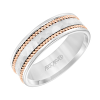 Artcarved 14kt Two-Tone Gold 7mm Rope Edge Wedding Ring