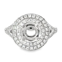 18kt White Gold Halo Natural Diamonds Semi-Mount Ring (0.57ct)